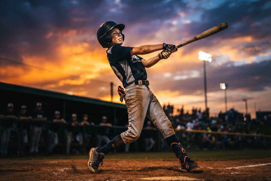 Dramatic sports poster style athlete portrait, illustrative image
